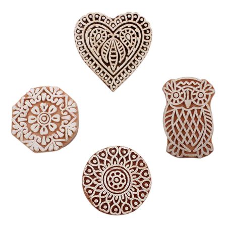 Set of 4 Piece New Mix Wooden Printing Blocks
